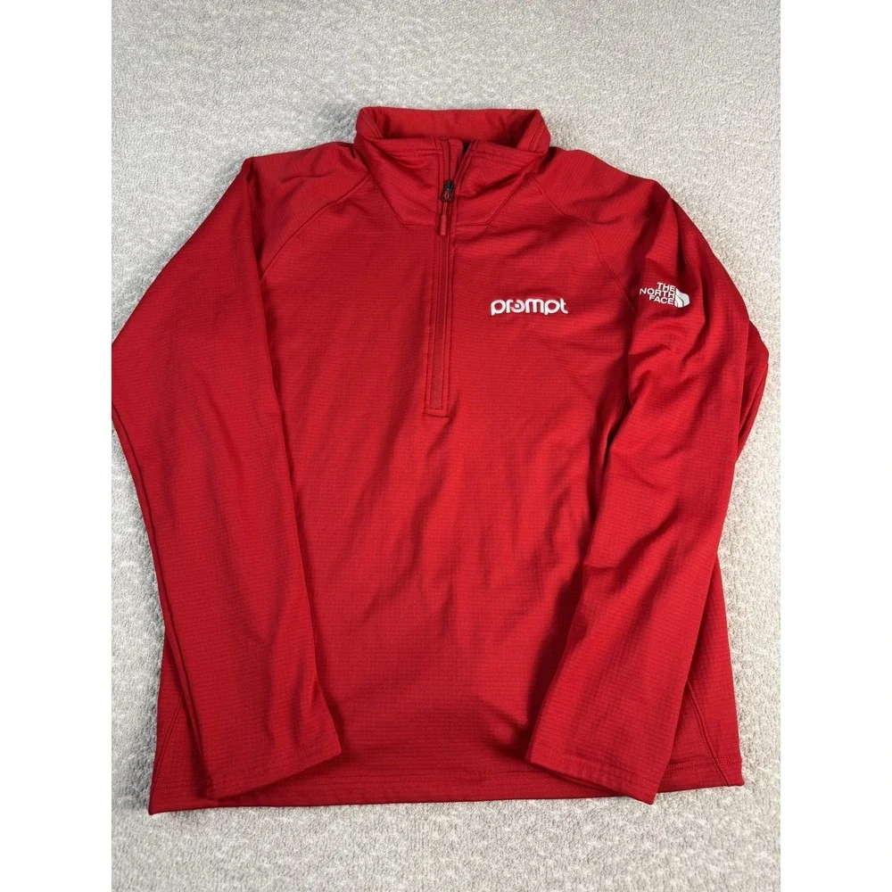 The North Face Pullover Mens‎ Large Red 1/4 Zip Mock Neck Stretch Fleece Hiking